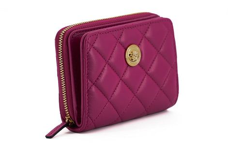 Versace Elegant Purple Quilted Leather Wallet Versace