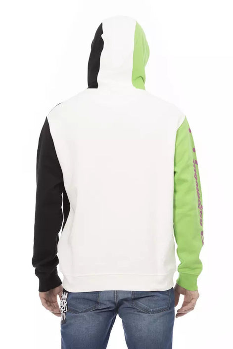 Automobili Lamborghini White Cotton Men Sweater with Hood Automobili Lamborghini