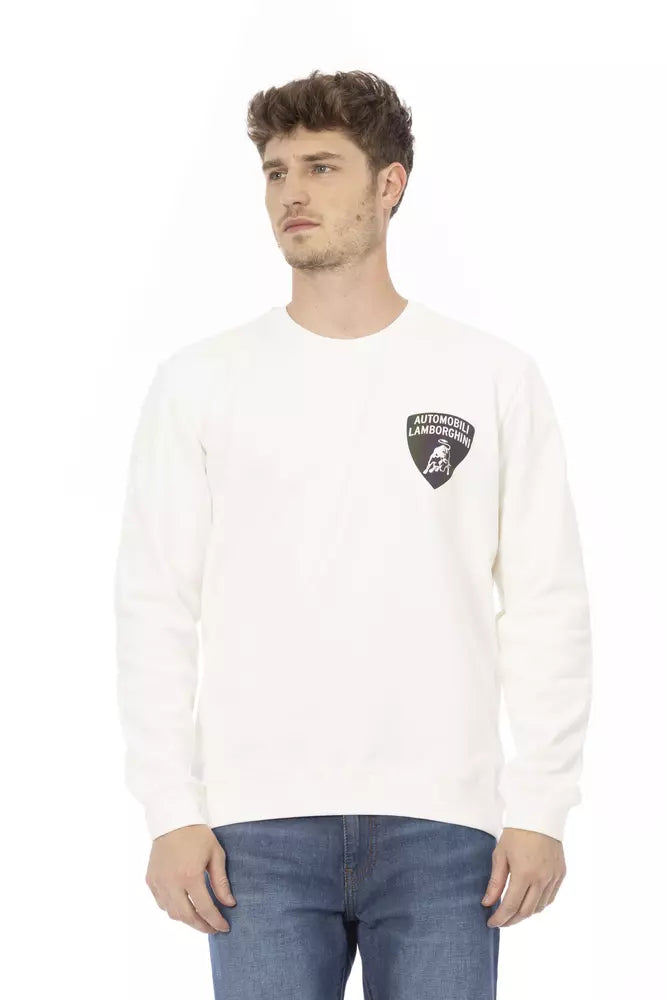 Automobili Lamborghini White Cotton Men's Sweater Automobili Lamborghini