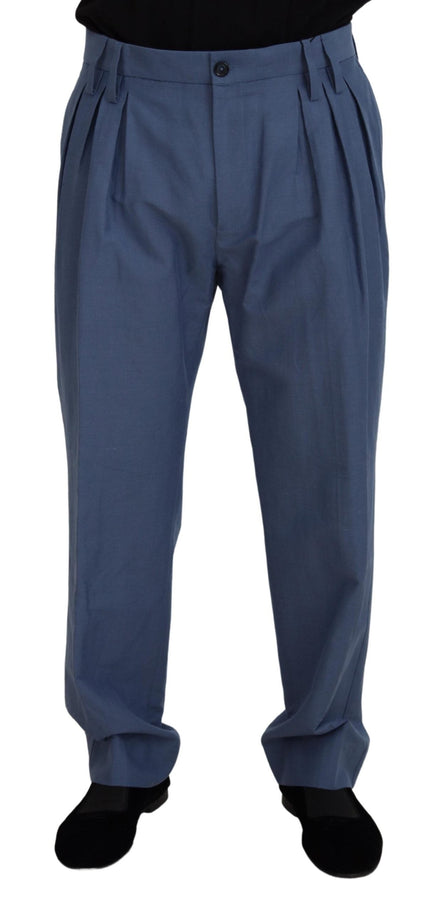 Dolce & Gabbana Blue Linen Chino Men Formal Pants Dolce & Gabbana