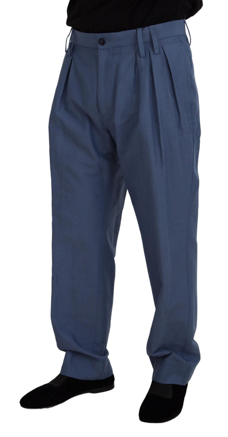 Dolce & Gabbana Blue Linen Chino Men Formal Pants Dolce & Gabbana