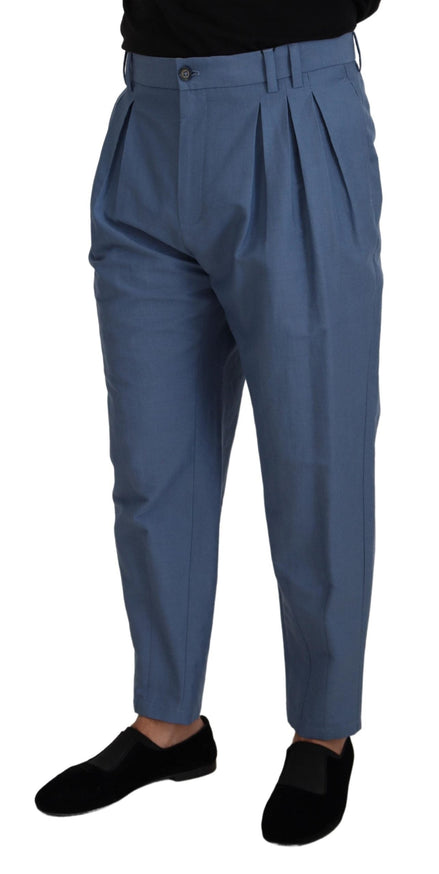 Dolce & Gabbana Blue Linen Chino Formal Pants Dolce & Gabbana
