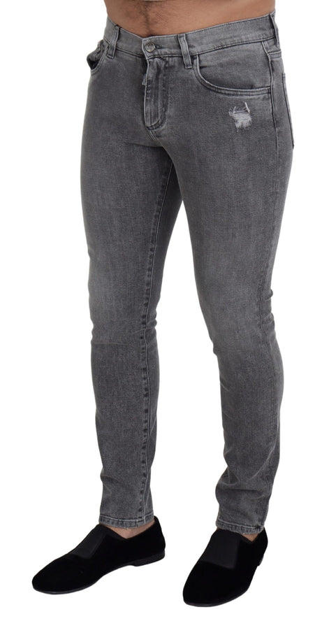 Dolce & Gabbana Grey Washed Cotton Skinny Denim Jeans Dolce & Gabbana