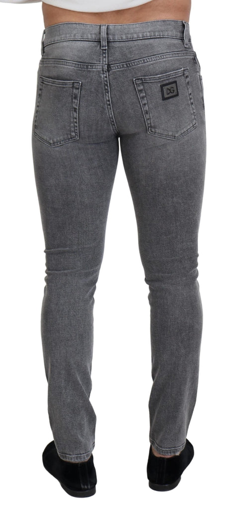 Dolce & Gabbana Grey Washed Cotton Skinny Denim Jeans Dolce & Gabbana