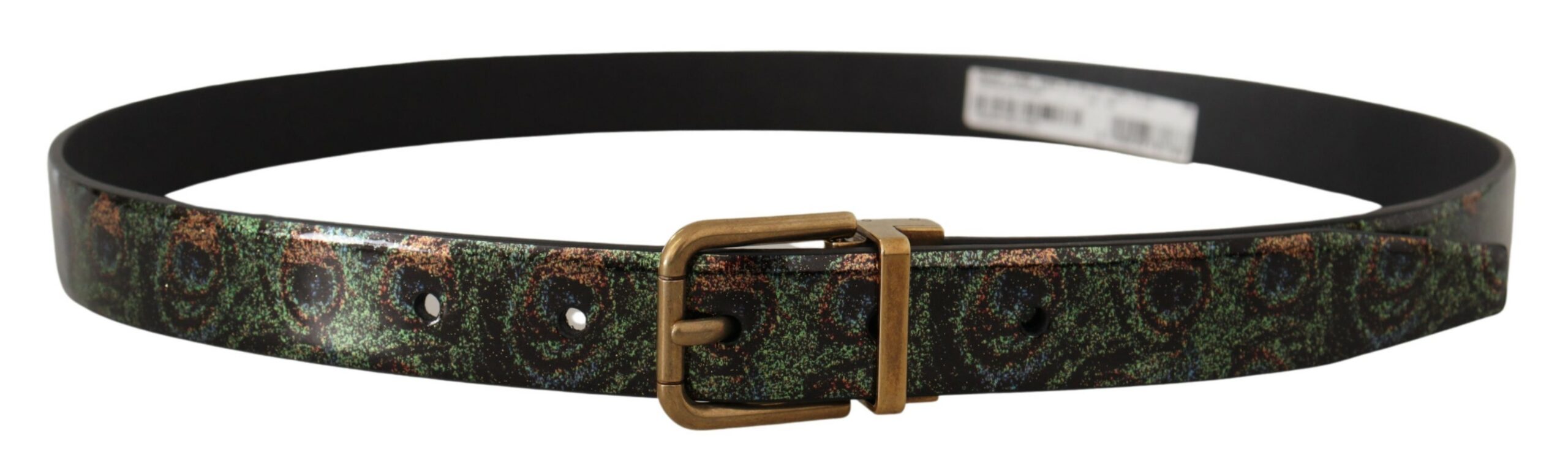 Dolce & Gabbana Multicolor Leather Vernice Pavone Bronze Metal Belt Dolce & Gabbana