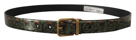 Dolce & Gabbana Multicolor Leather Vernice Pavone Bronze Metal Belt Dolce & Gabbana
