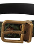 Dolce & Gabbana Multicolor Leather Vernice Pavone Bronze Metal Belt Dolce & Gabbana