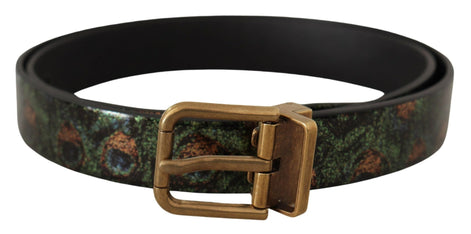 Dolce & Gabbana Multicolor Leather Vernice Pavone Bronze Metal Belt Dolce & Gabbana