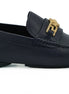 Versace Navy Blue Calf Leather Loafers Shoes Versace
