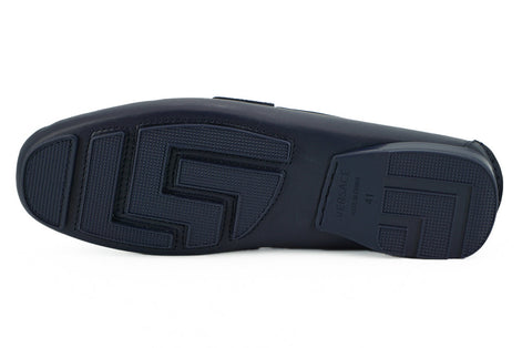 Versace Navy Blue Calf Leather Loafers Shoes Versace