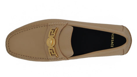 Versace Exquisite Medusa Gold-Tone Leather Loafers Versace