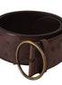 Dolce & Gabbana Dark Brown Wide Calf Leather Logo Round Buckle Belt Dolce & Gabbana