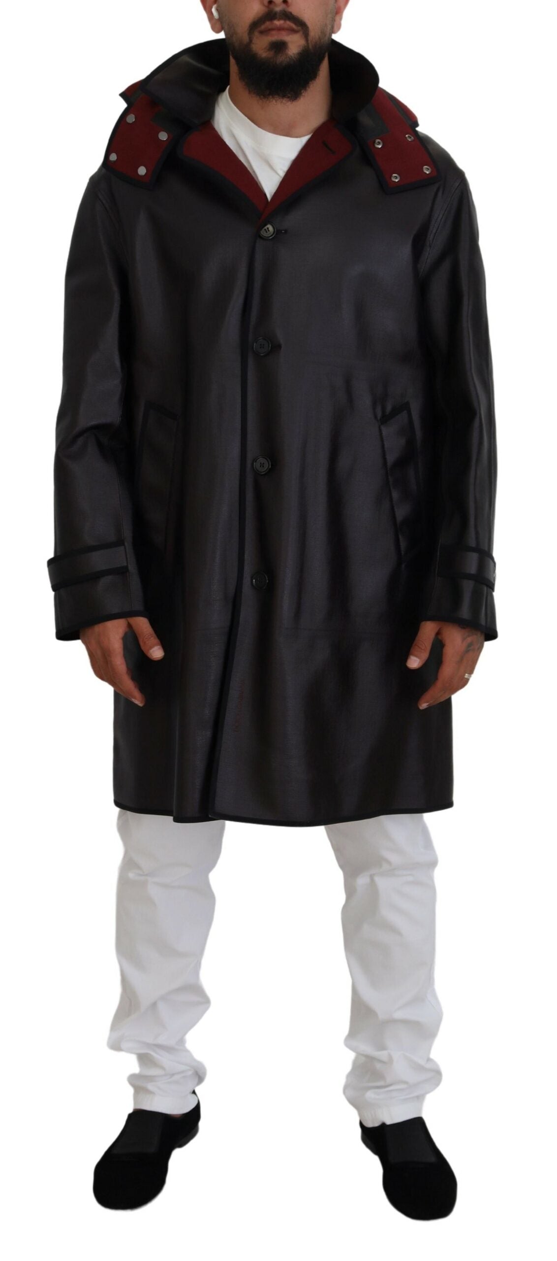Dolce & Gabbana Black Trench Hooded Parka Cotton Jacket Dolce & Gabbana