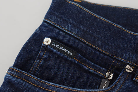 Dolce & Gabbana Dark Blue Cotton Denim SKINNY Jeans Dolce & Gabbana
