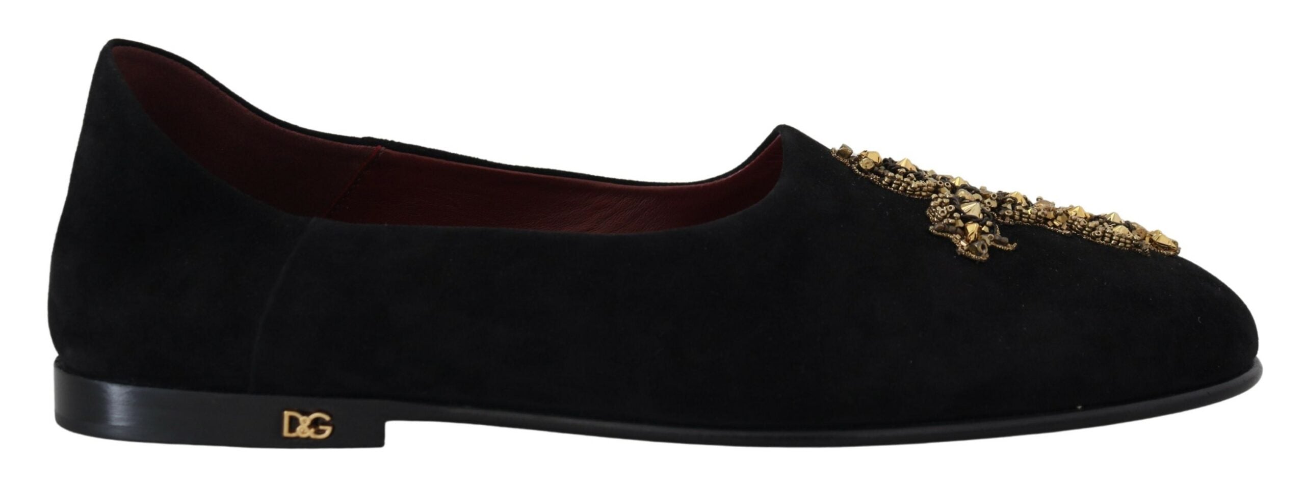 Dolce & Gabbana Black Suede Gold Cross Slip On Loafers Shoes Dolce & Gabbana