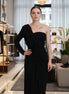 Dolce & Gabbana Black Wrap Sheath One Shoulder Wool Dress Dolce & Gabbana
