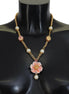 Dolce & Gabbana Gold Tone Floral Crystals Pink Embellished Necklace Dolce & Gabbana