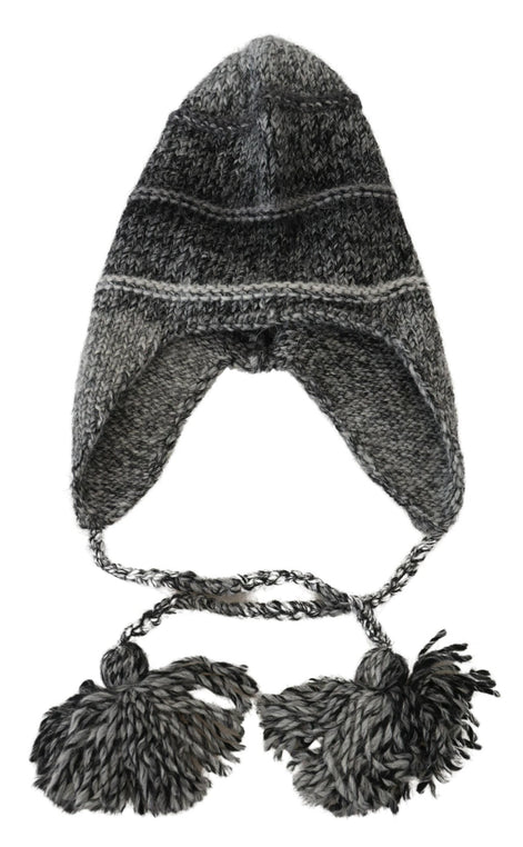Dolce & Gabbana Gray Warm Fleece Ear Flaps Knit Beanie Hat Dolce & Gabbana