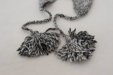 Dolce & Gabbana Gray Warm Fleece Ear Flaps Knit Beanie Hat Dolce & Gabbana