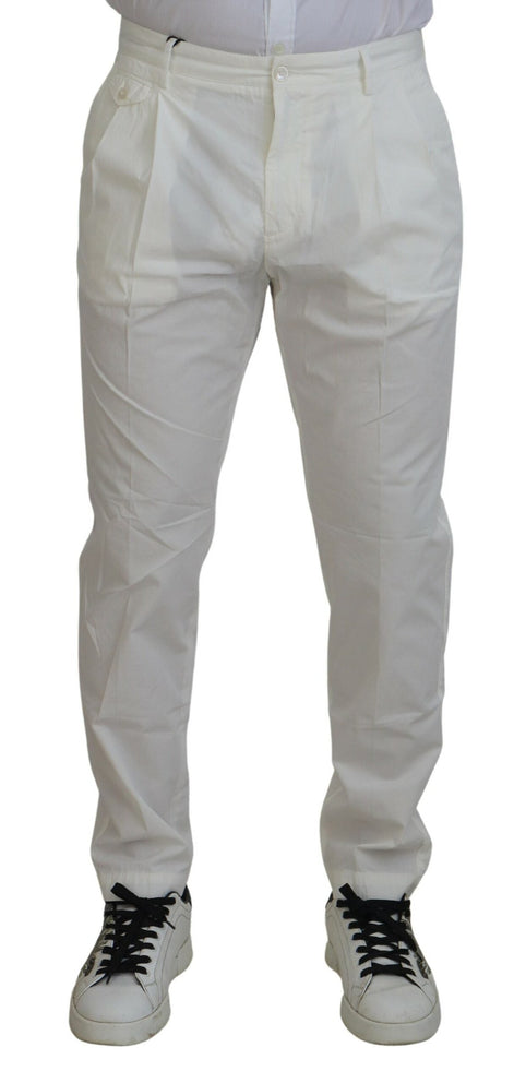 Dolce & Gabbana White Cotton Skinny Chino Pants Dolce & Gabbana