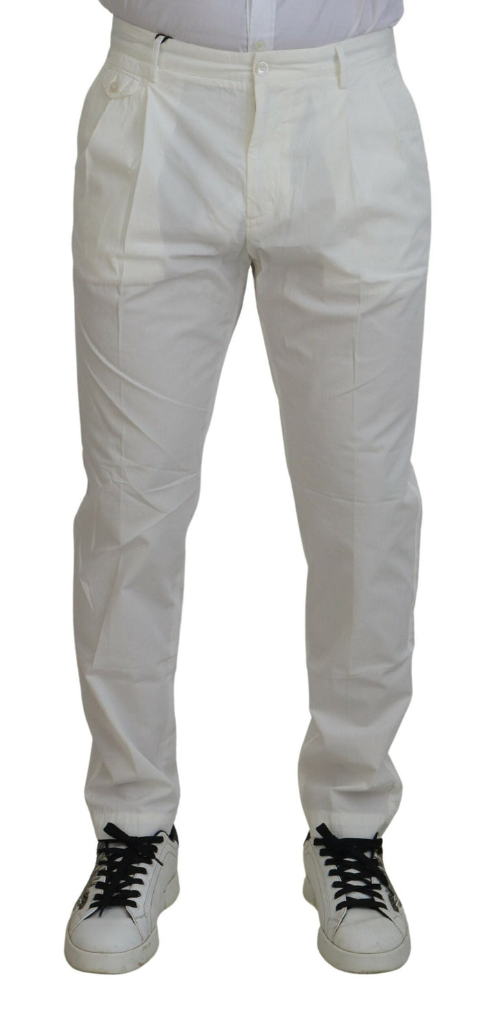 Dolce & Gabbana White Cotton Skinny Chino Pants Dolce & Gabbana