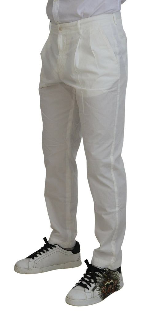 Dolce & Gabbana White Cotton Skinny Chino Pants Dolce & Gabbana
