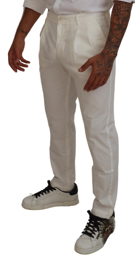 Dolce & Gabbana White Cotton Skinny Chino Pants Dolce & Gabbana