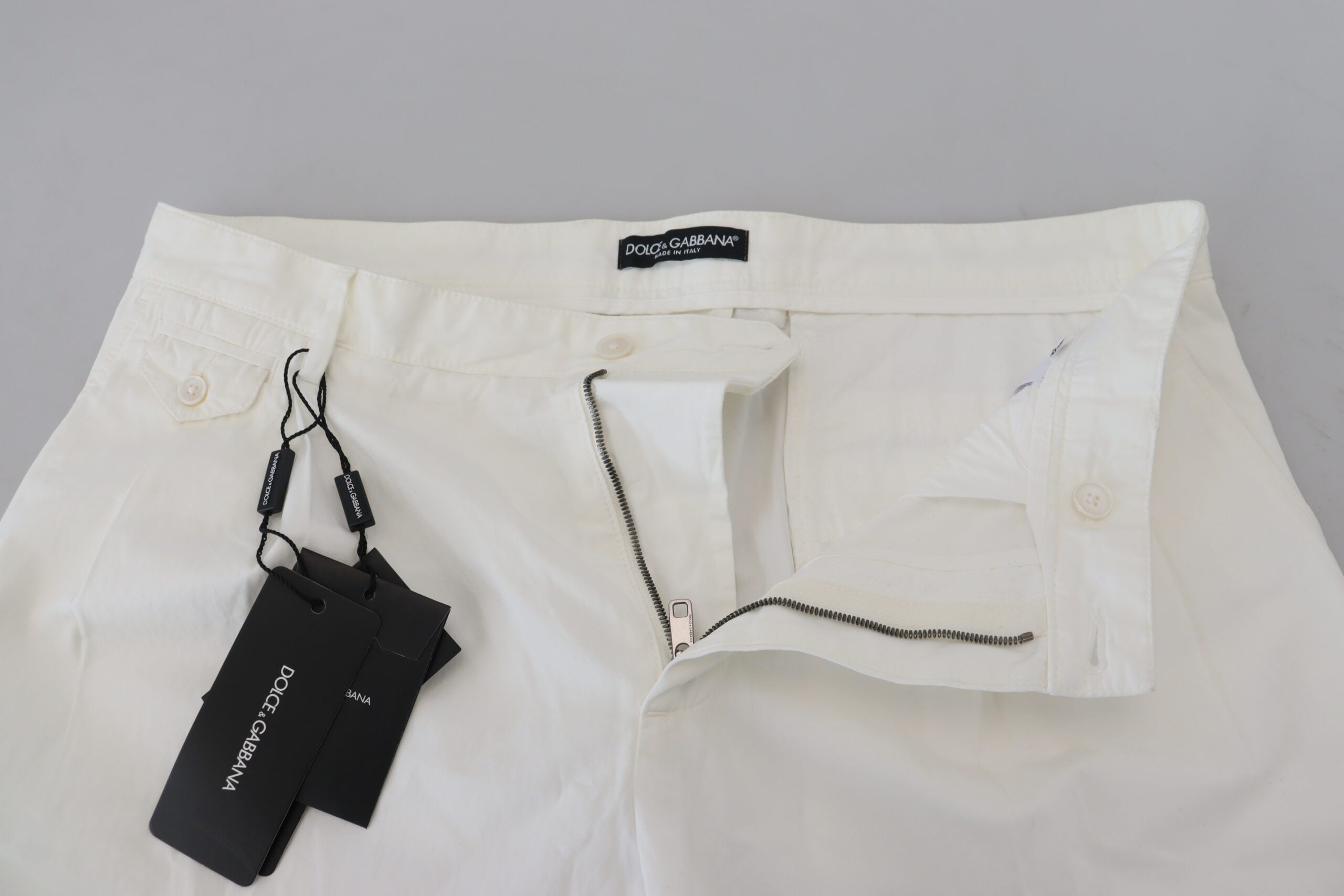 Dolce & Gabbana White Cotton Skinny Chino Pants Dolce & Gabbana