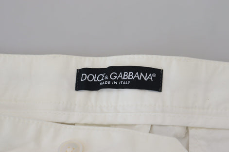 Dolce & Gabbana White Cotton Skinny Chino Pants Dolce & Gabbana