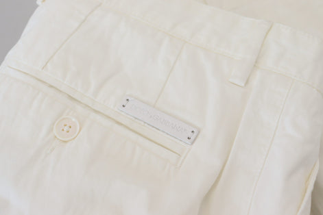 Dolce & Gabbana White Cotton Skinny Chino Pants Dolce & Gabbana