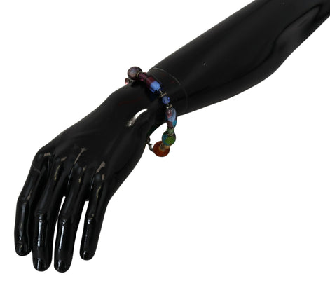 Dolce & Gabbana multicolor Silver Chain Brass Beaded Lobster Clasp Bracelet Dolce & Gabbana