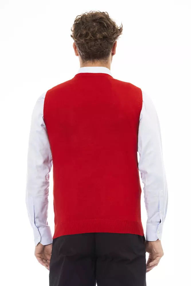 Alpha Studio Red Viscose Men Jacket Alpha Studio