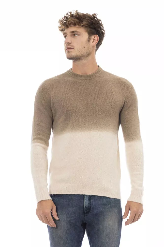 Alpha Studio Beige Alpaca Men Sweater Alpha Studio