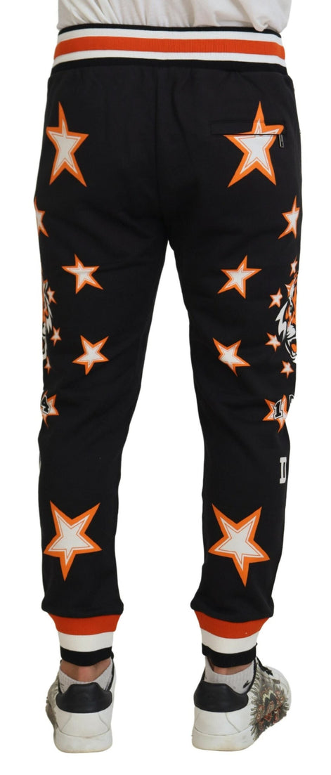 Dolce & Gabbana Black Orange Star Trousers Sport Pants Dolce & Gabbana