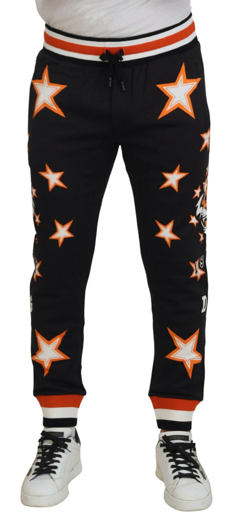 Dolce & Gabbana Black Orange Star Trousers Sport Pants Dolce & Gabbana