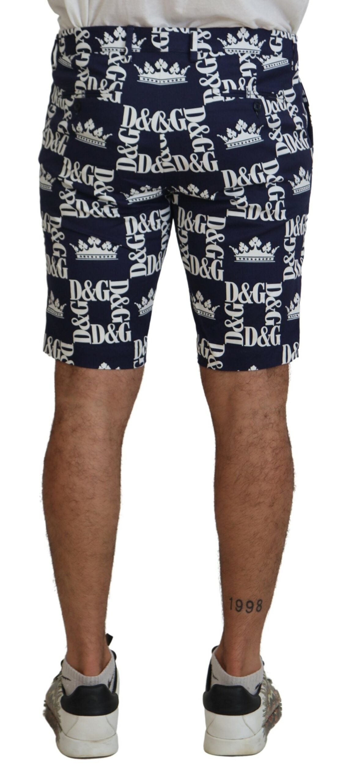 Dolce & Gabbana Blue Logo Print Cotton Chinos Shorts Dolce & Gabbana