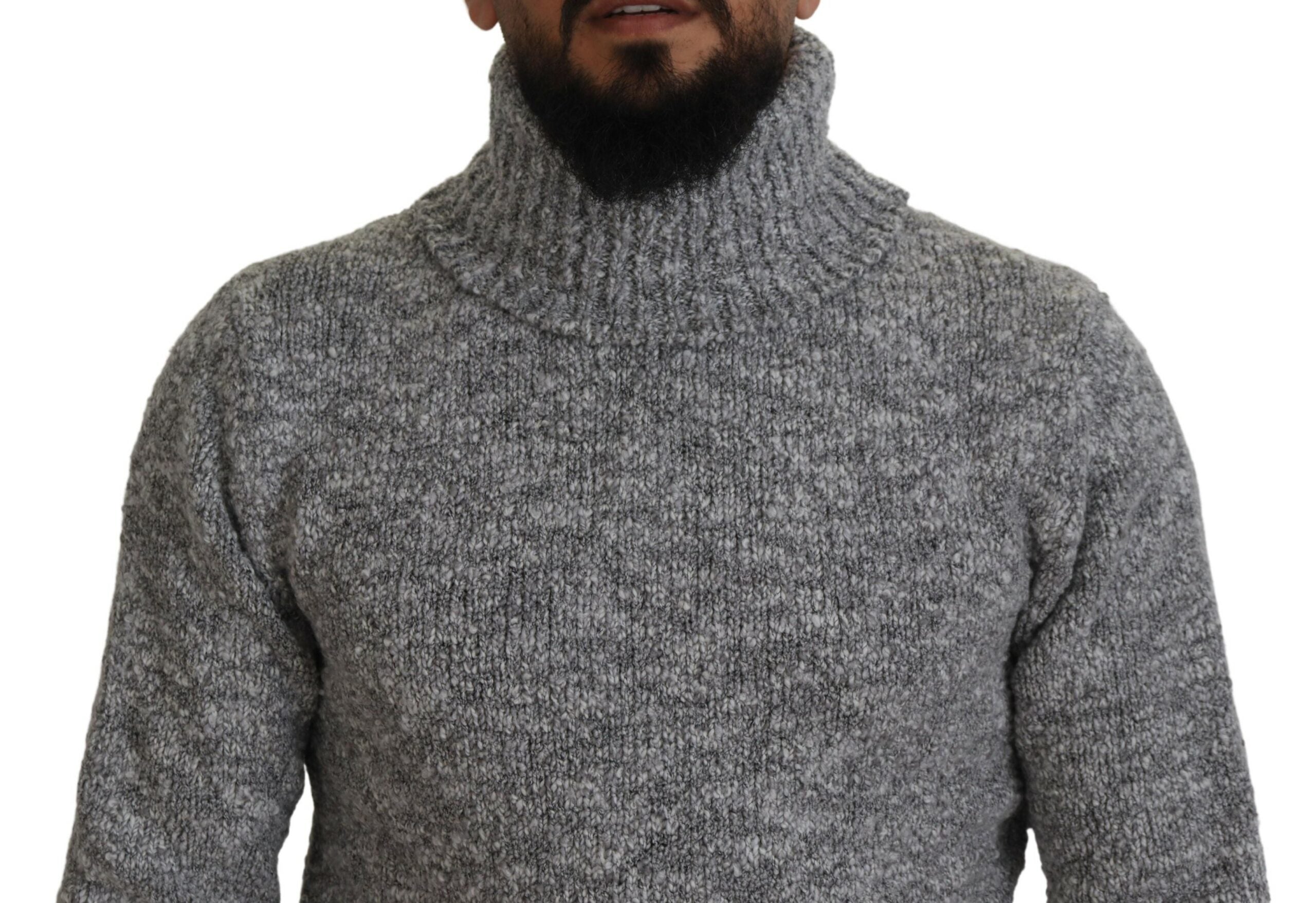 Dolce & Gabbana Gray Wool Knit Turtleneck Pullover Sweater Dolce & Gabbana