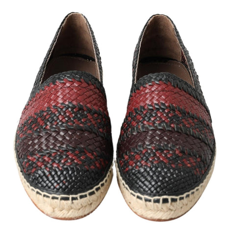 Dolce & Gabbana Black Bordeaux Buffalo Leather Espadrille Shoes Dolce & Gabbana