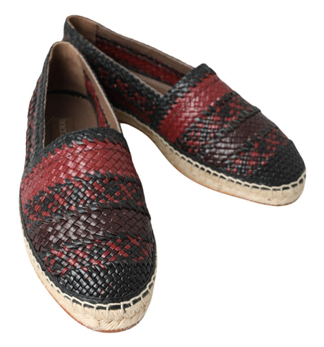 Dolce & Gabbana Black Bordeaux Buffalo Leather Espadrille Shoes Dolce & Gabbana