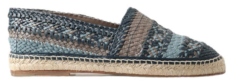 Dolce & Gabbana Blue Gray Leather Buffalo Espadrille Shoes Dolce & Gabbana