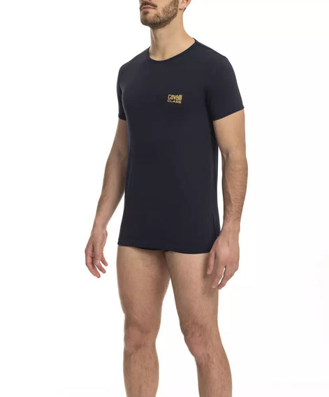 Cavalli Class "Blue Cotton Men T-Shirt" Cavalli Class