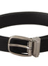 Dolce & Gabbana Black Calf Canvas Silver Tone Logo Metal Belt Dolce & Gabbana