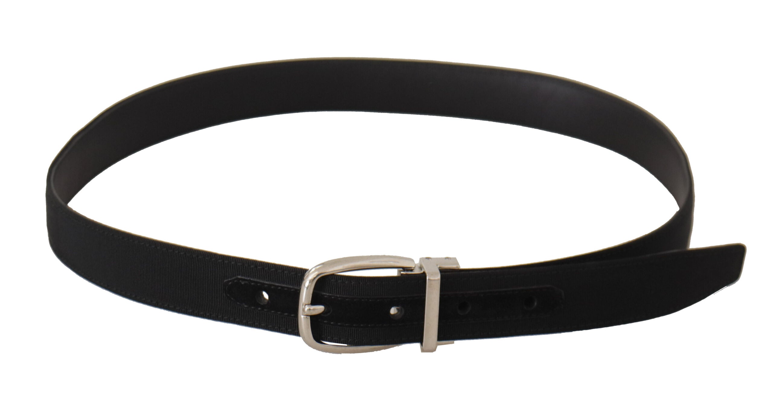 Dolce & Gabbana Belt Black Calf Leather Silver Tone Metal Buckle Dolce & Gabbana