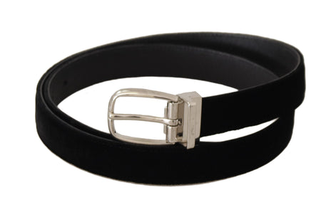 Dolce & Gabbana Black Casual Velvet Silver Tone Metal Buckle Belt Dolce & Gabbana