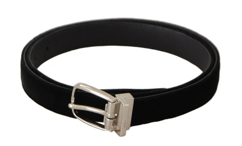 Dolce & Gabbana Black Casual Velvet Silver Tone Metal Buckle Belt Dolce & Gabbana