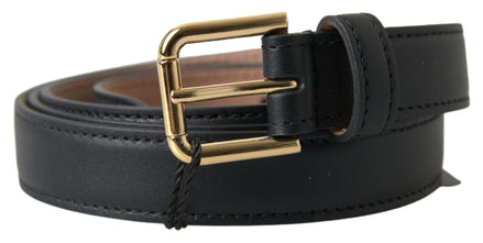 Dolce & Gabbana Black Leather Gold Tone Metal Buckle Belt Dolce & Gabbana