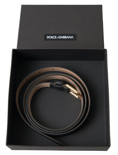 Dolce & Gabbana Black Leather Gold Tone Metal Buckle Belt Dolce & Gabbana