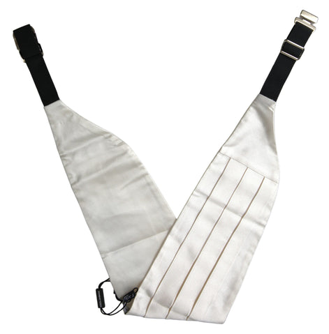 Dolce & Gabbana White Men Wide Waist Silk Belt Cummerbund Dolce & Gabbana