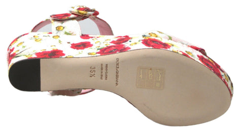 Dolce & Gabbana Multicolor floral print Wedges Floral Ankle Strap Sandals Dolce & Gabbana