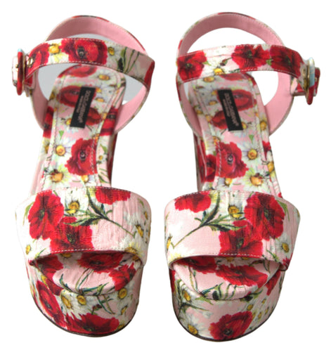 Dolce & Gabbana Multicolor floral print Wedges Floral Ankle Strap Sandals Dolce & Gabbana